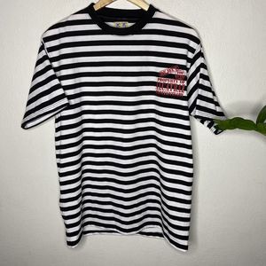 Yings Black White Stripe T-Shirt Tee Shirt Property‎ of Alcatraz Reject Largw